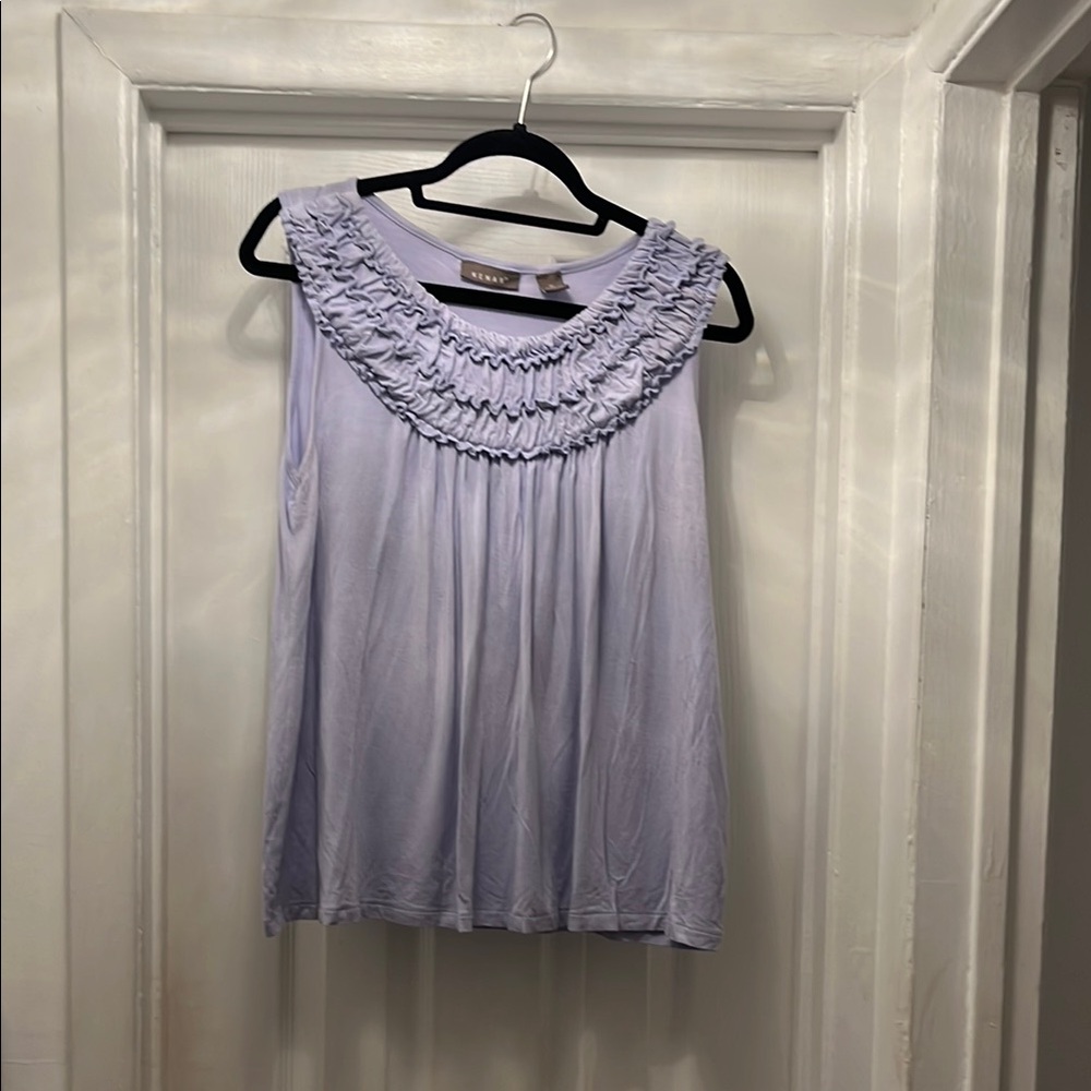 Kenar Lilac Purple Ruffled Bib Collar Blouse